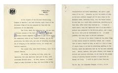 Winston Churchill Manuscript as Prime Minster -- Refuting an American Broadcast on the U.S.s Importance in the WWII European Theater -- ...we did practically the whole work...